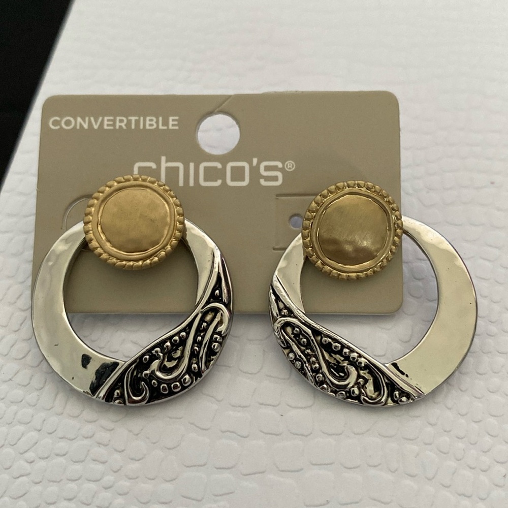 Goldtone and silver hoop earrings two ways to wear.